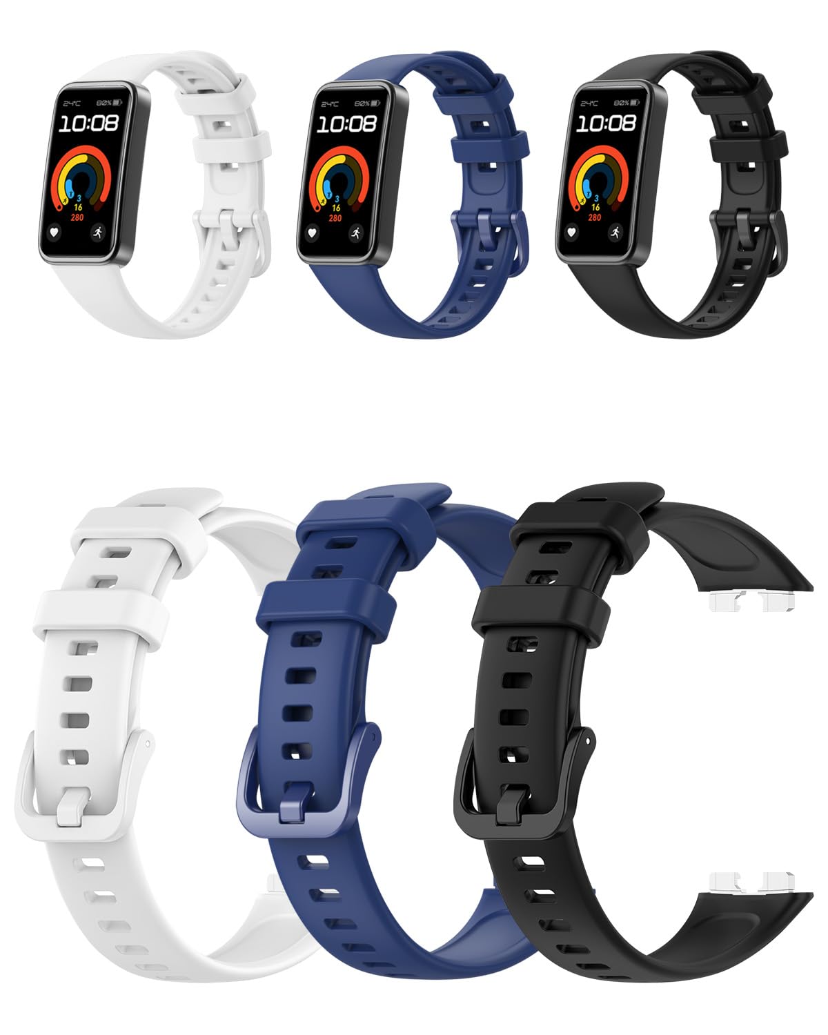 HUAWEI Band 8/Band 9対応 替えベルト 3個セット 交換バンド シリコン製 ファーウェイバンド9 交換ベルト 柔らかい クイックリリース機能 スマートウォッチ