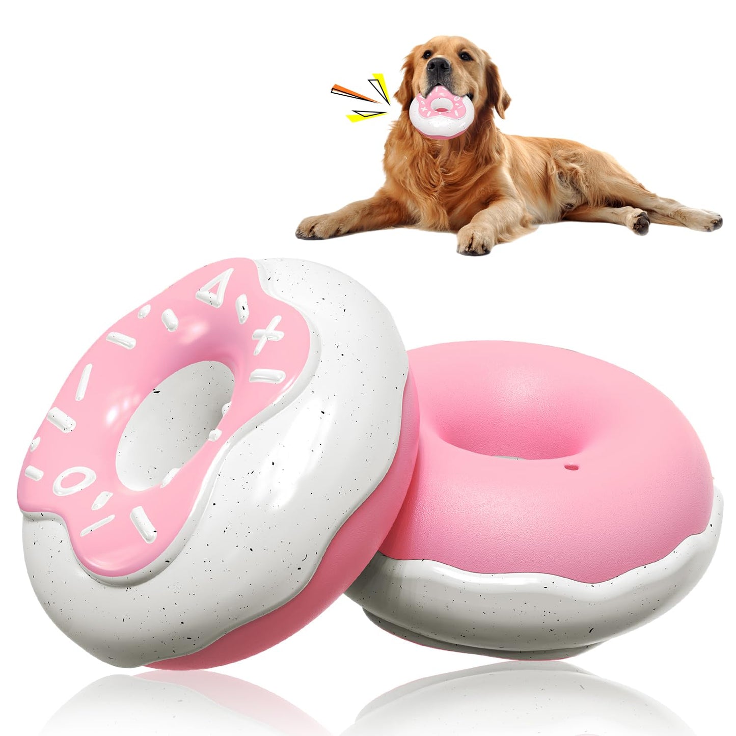 ESTVLB 犬おもちゃ 犬 噛むおもちゃ 音が鳴る 犬のおもちゃ クリーミーな香り 歯磨き 壊れにくい 耐久性 犬用おもちゃ ストレス解消 運動不足対策 歯清潔 ペット おもちゃ 知育玩具 中型犬・大型犬に適用 (ピンク)