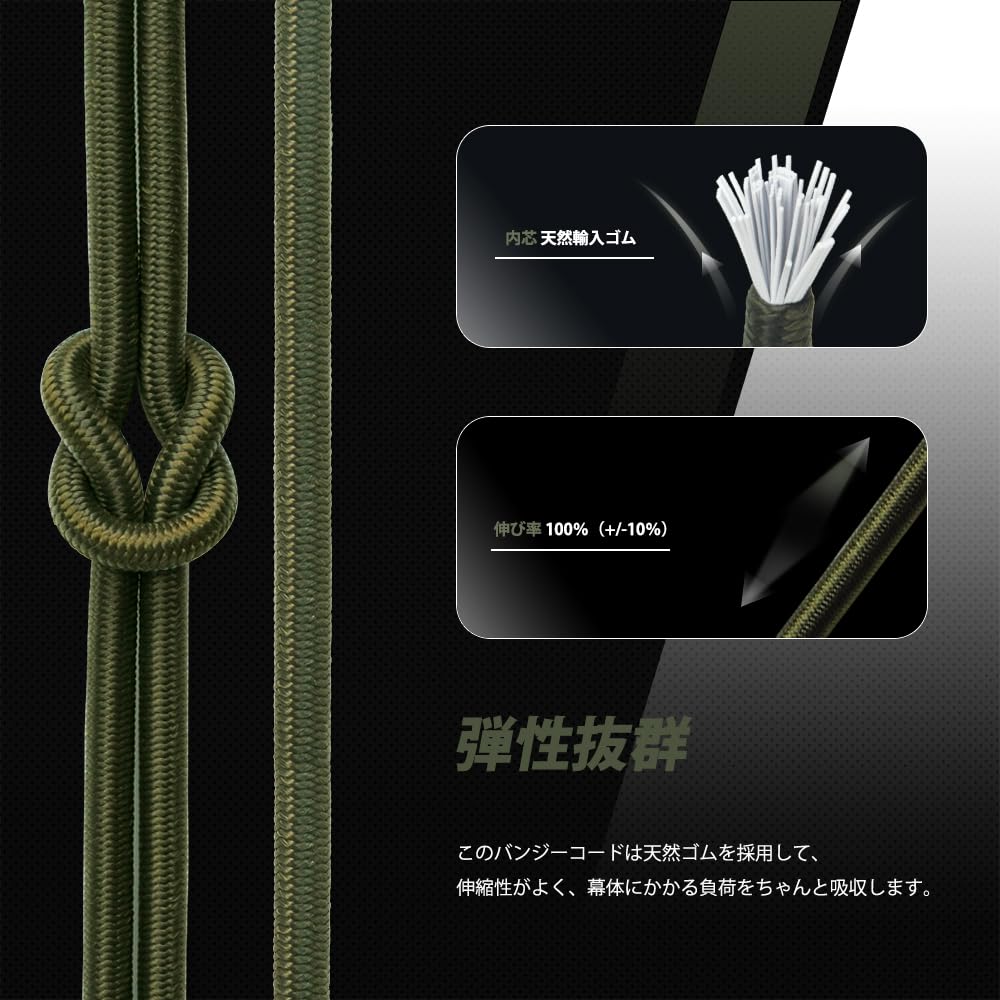 Abma Cord ショックコード バンジーコード 4mm/5mm/6mm/8mm/10mm 弾性 ゴムロープ ストレッチコード 荷物固定 ターポリン カーゴネット クラフト DIY用など(10M/20M)