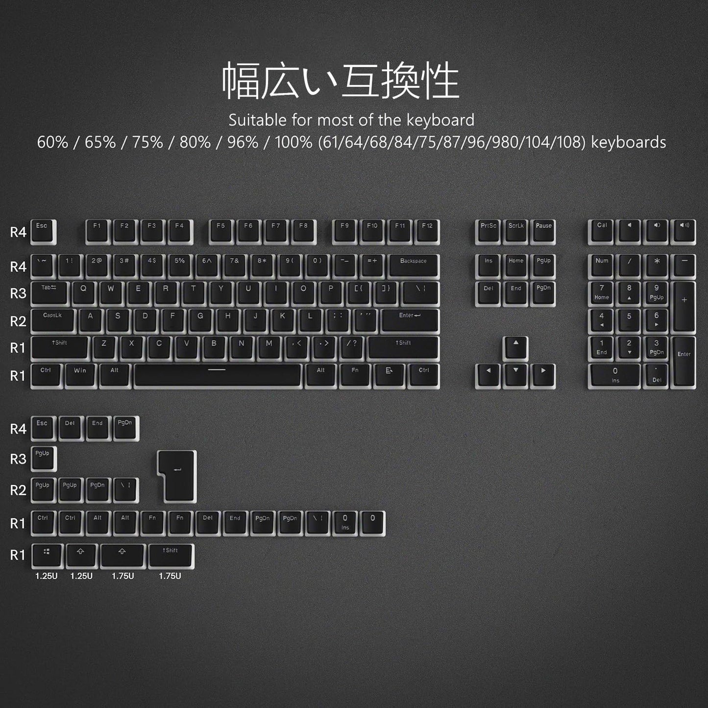 130キー プリンキーキャップ PBT透明感キーキャッ61/64/87/104/108 Cherry MX OEMプロフィールユニバーサルタイプ