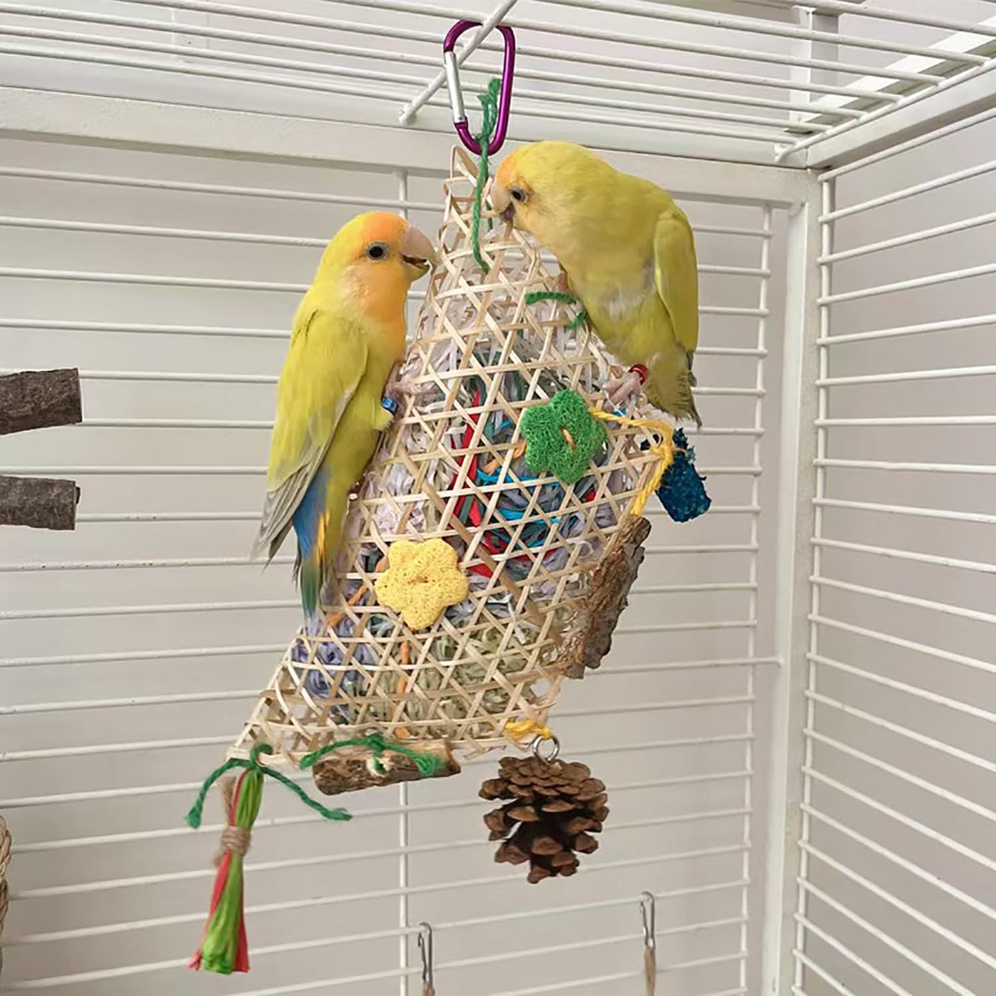 鳥おもちゃ鳥おもちゃインコブランコ鳥グッズ鳥の遊び場ぶら下げ型おもちゃインコおもちゃ遊び場ストレス解消運動ぶら下げ (25cmx9cm)