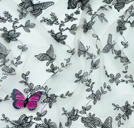 花柄刺繍 レース生地 花柄 メッシュ生地 チュール生地 スカート ドレスレース生地 DIY手作り 衣装アクセサリー ドレス ワンピース手作り 縫製用 140*90cm