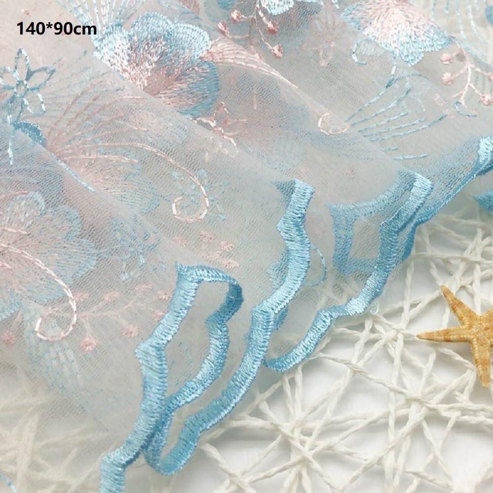 花柄刺繍 レース生地 花柄 メッシュ生地 チュール生地 スカート ドレスレース生地 DIY手作り 衣装アクセサリー ドレス ワンピース手作り 縫製用 140*90cm