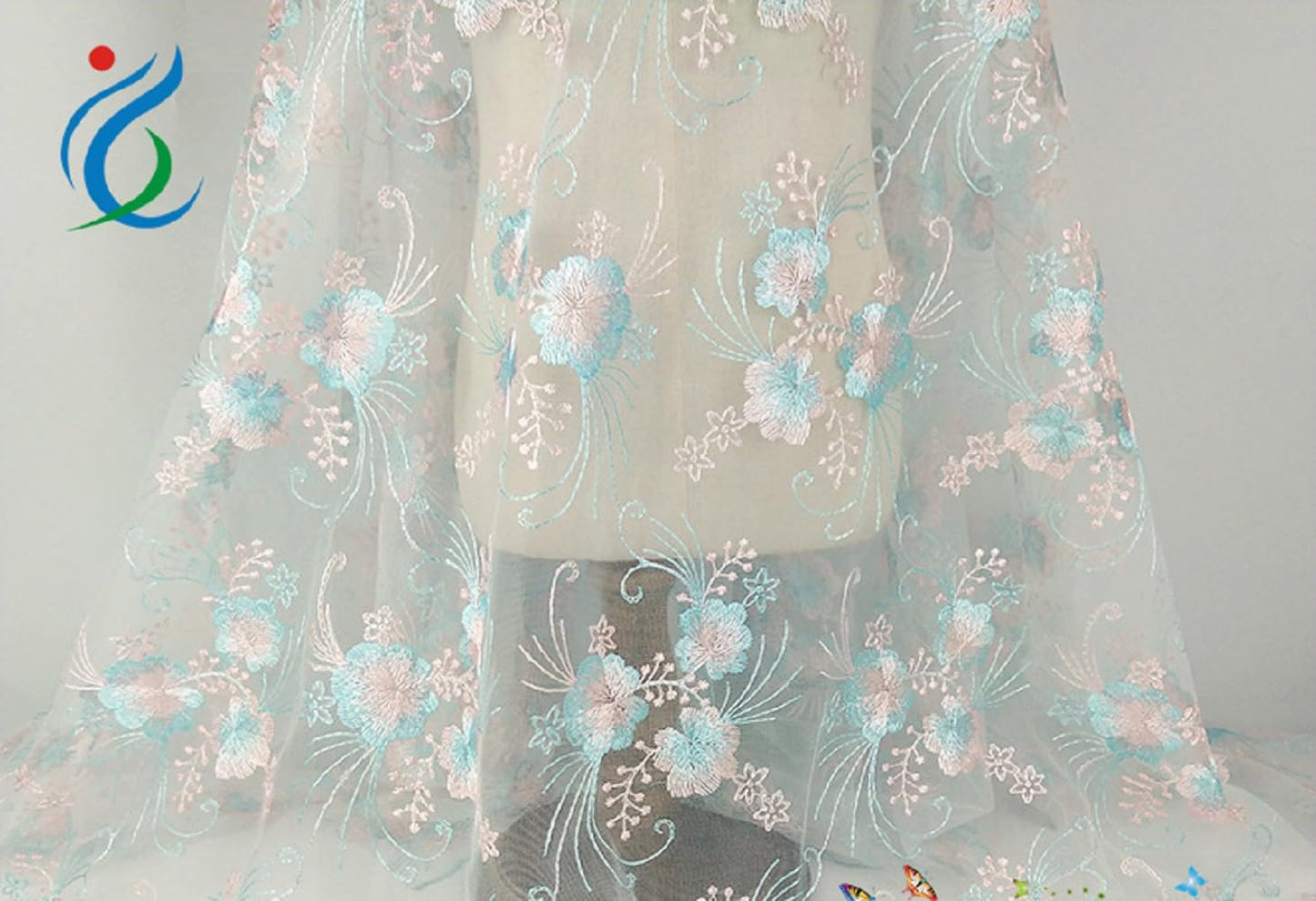 花柄刺繍 レース生地 花柄 メッシュ生地 チュール生地 スカート ドレスレース生地 DIY手作り 衣装アクセサリー ドレス ワンピース手作り 縫製用 140*90cm
