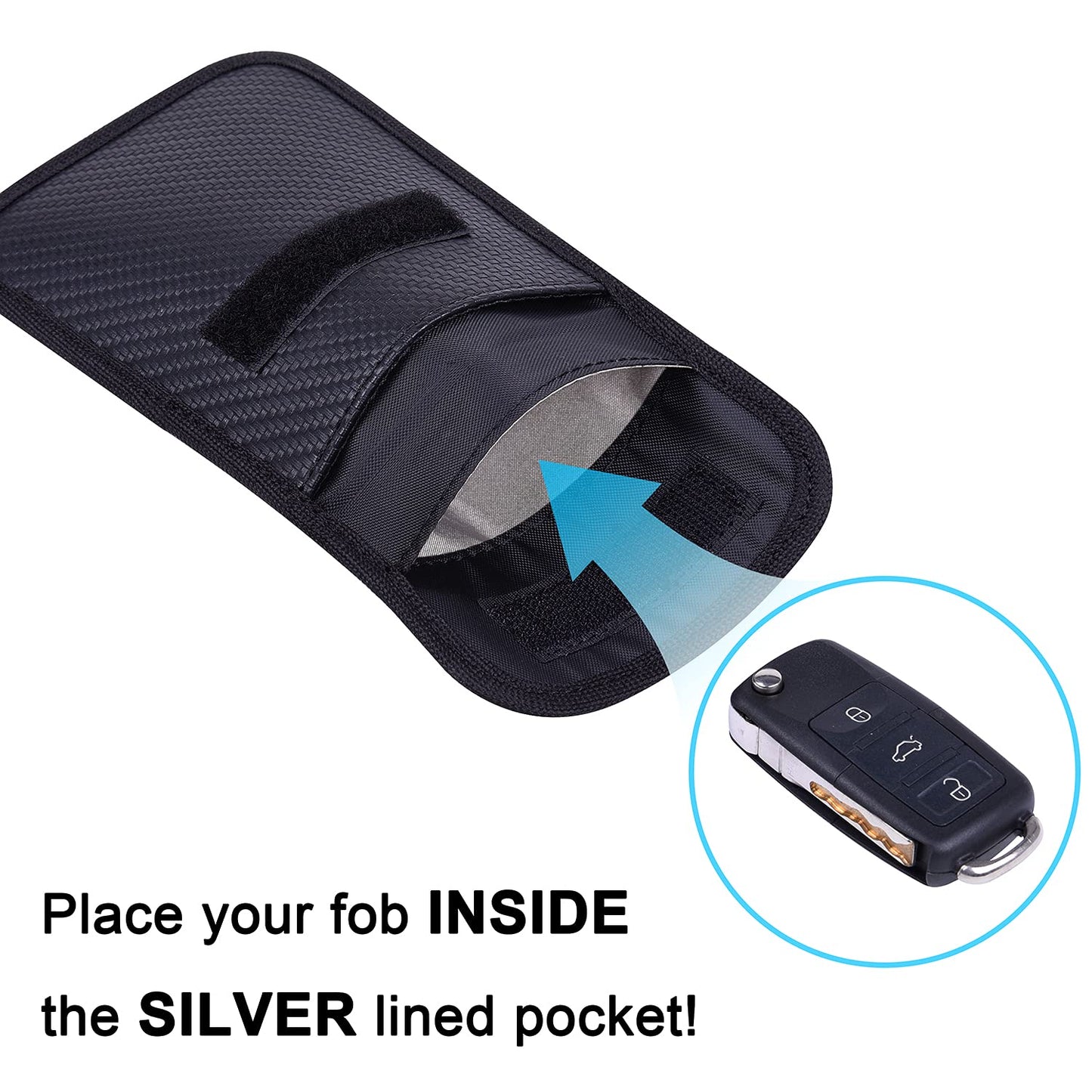 電波遮断ポーチ スマートキーケース RFIDブロッキング リレーアタック車盗難防止 カーセキュリティ 防犯対策 スキミング防止 PUレザー製 (ブラック 1枚入り)