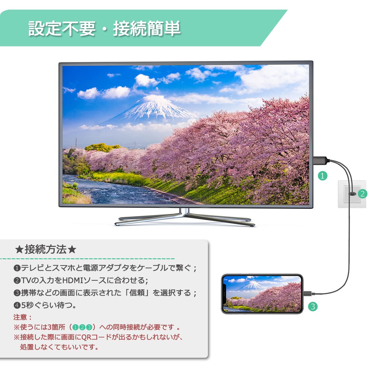 HDMI変換ケーブル 3M 【電源不要】 AV交換アダプタ Phone/Padの画面をテレビに映す 1080P大画面 設定不要 差し込むだけ 画面ミラーリング AV/TV視聴 娯楽/仕事/オフィス/ホーム兼用 Phone/Pad対応