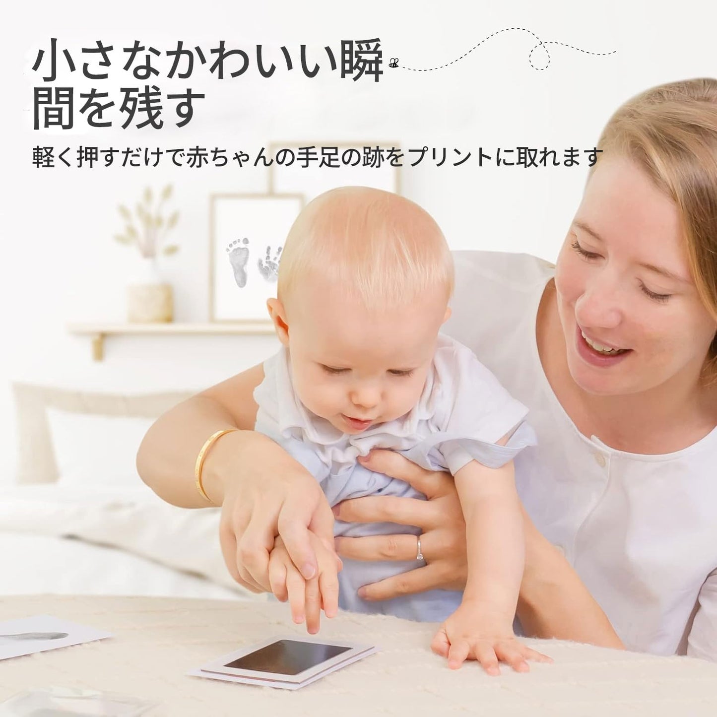赤ちゃん 手形 足形 キット2セット 赤ちゃん 手形 汚れない 汚れ防止インクベビーフォトフレームギフト誕生日プレゼント新生児1歳誕生日成長記録猫犬手形足形記念品ブラック