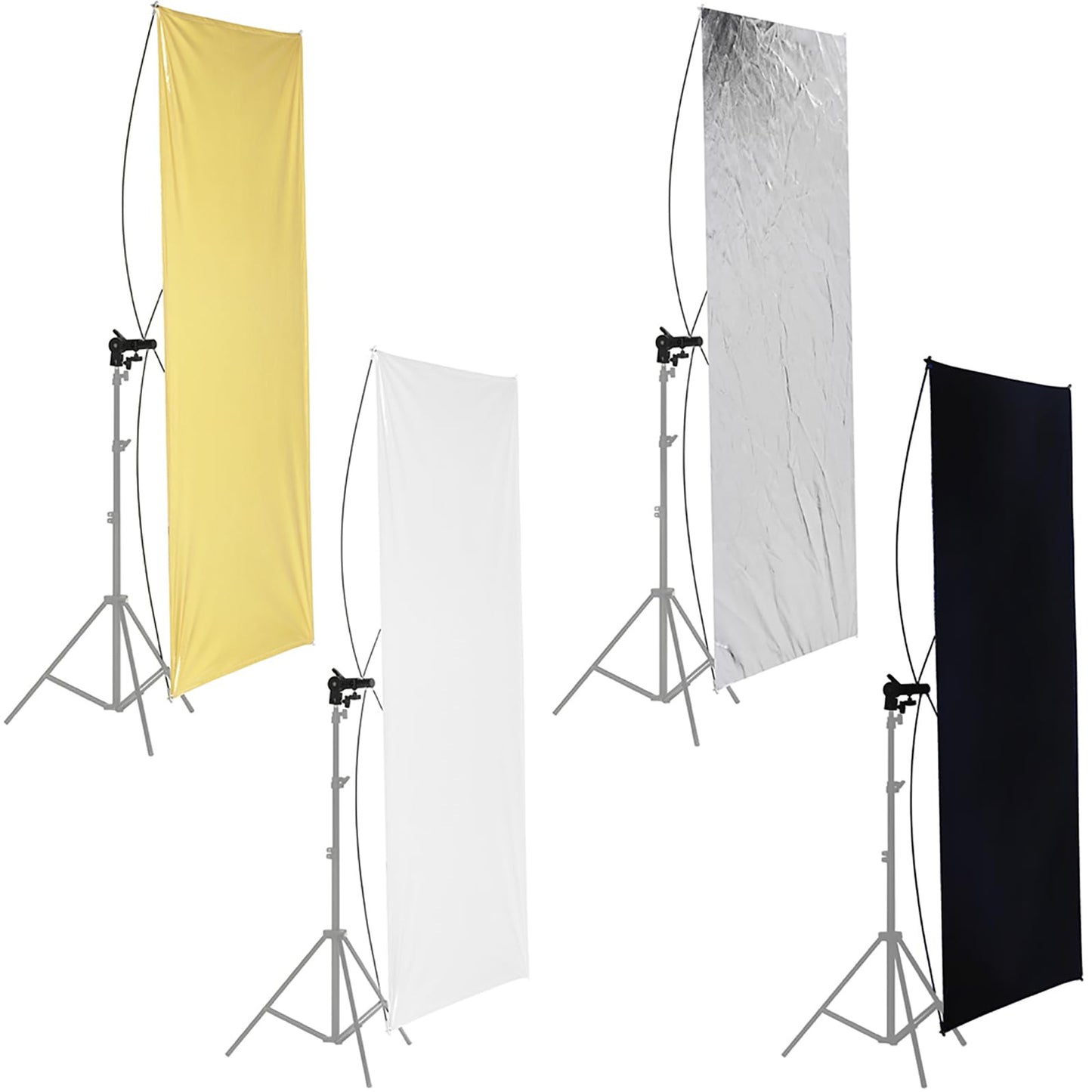 Neewer 35"x70"/ 90x180cm 写真スタジオフラットパネル ライトリフレクター 金/銀&黒/白 360度回転ブラケットとキャリングバッグ付き
