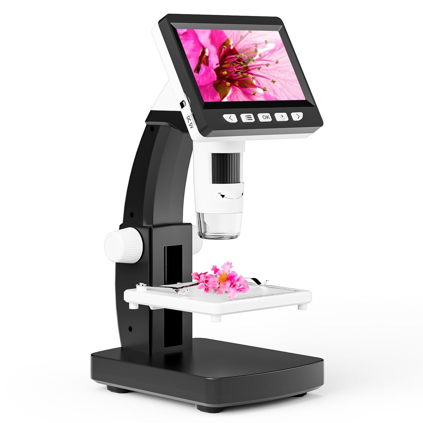 CIMELR デジタル顕微鏡、50X-1000X倍率の4.3インチコイン顕微鏡カメラ、子供大人用USBはんだ付け顕微鏡 充電式usb 電子 拡大鏡 内視鏡 マイクロスコープ-昇降可能なスタンド付き、8つのLEDライト、PC接続可能 Windows/Mac OSと互換性あり【日本語説明書】