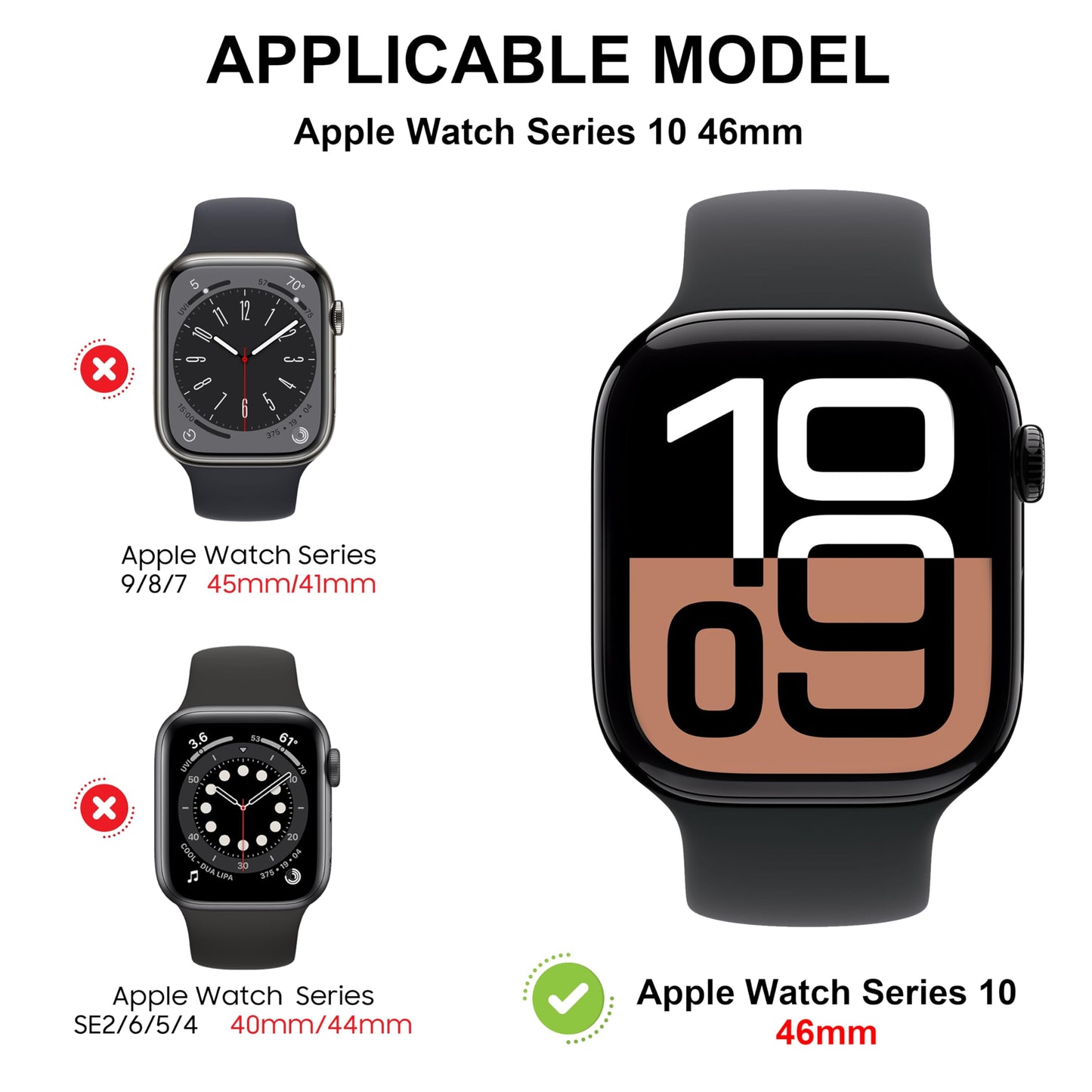 Apple Watch Series 10 46mm保護ケース(2個)アップルウォッチ46mmケース 硬質PC一体型保護カバーfor iWatch 10 46mm保護カバー-(46mm 黒+黒)