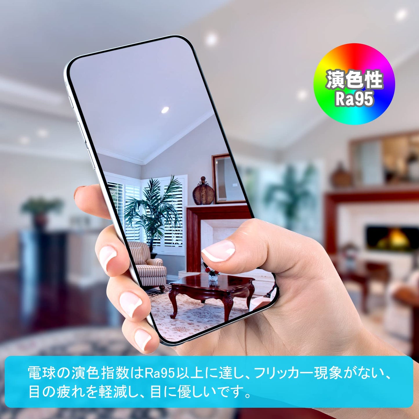 5.5W LED電球、昼光色6000K、E26口金ハロゲン電球50-60W形相当LEDスポットライト、圧倒的の演色性Ra95 長寿命JDR50の代替品消費電力5.5W 非調光 広配光タイプ90度、明るさ550lm