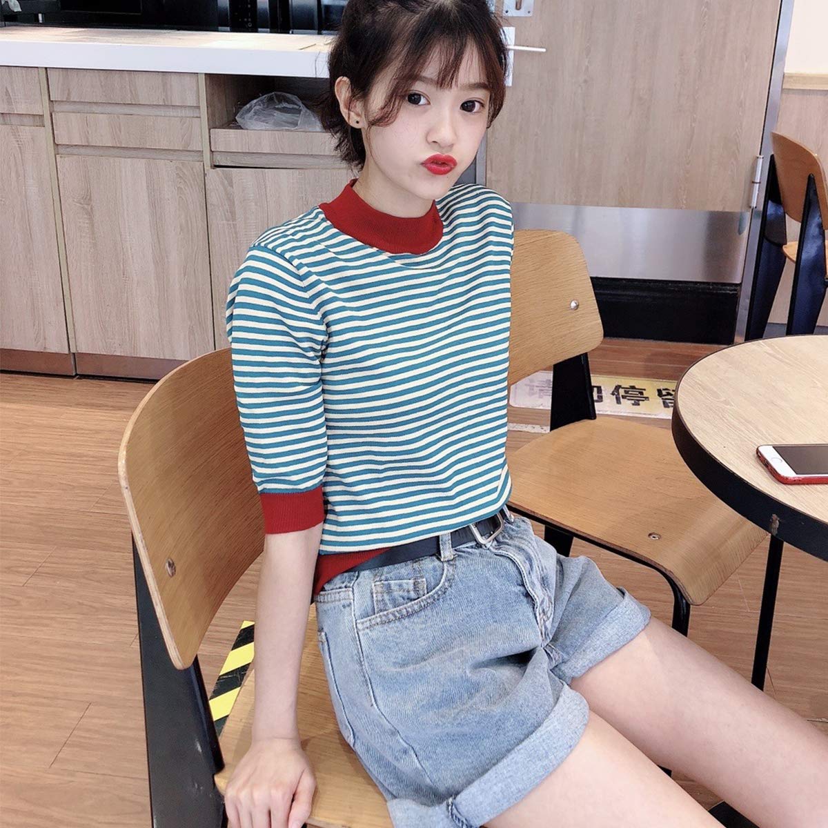 デニム ショート パンツ 薄手 ストレッチ 短パン ス ショーパン 美脚 脚長 ハイカット取り外し可能ベルト縫製カフワイド脚デニムジャンショーツ