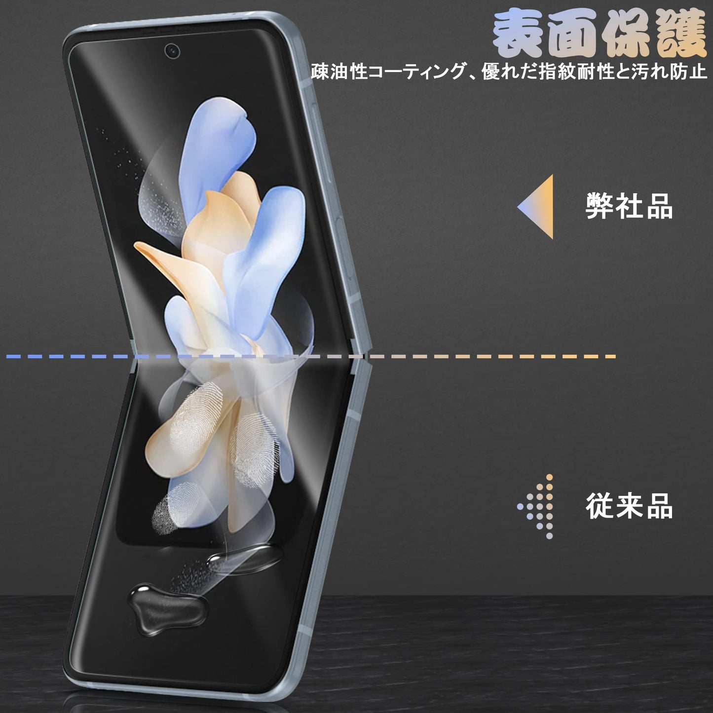 For Galaxy Z Flip4 フィルム【全面保護・気泡消失・高透過率・指紋防止・自動吸着】 液晶スクリーンフィルム ギャラクシーZ Flip 4保護フィルム