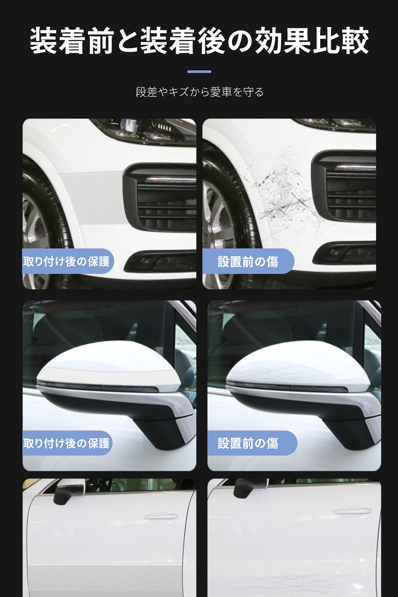 車のサイドステップ保護サイドペダル保護フィルム保護傷防止傷防止隠れた傷保護バンパー耐衝撃ステッカードアエッジプロテクター