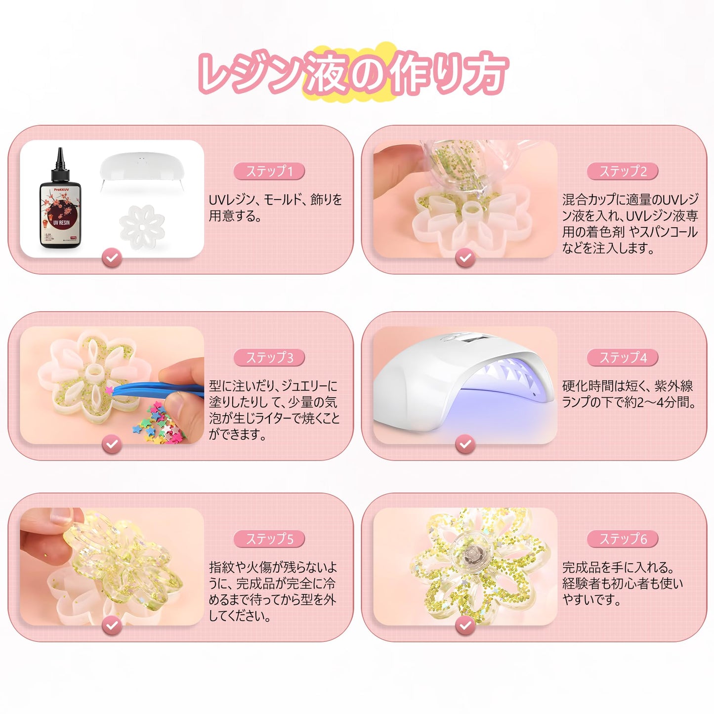 ProKKUV UVレジン液 400g プレミアムUVレジン液UV/LED対応 高級・黄変しにく クリスタル状透明で 急速硬化 大容量 詰替用 低アレルギー性 レジン初心者向け 対応 DIYハンドメイドジュエリー 手作り装飾 コーティング 標本 ドライフラワー