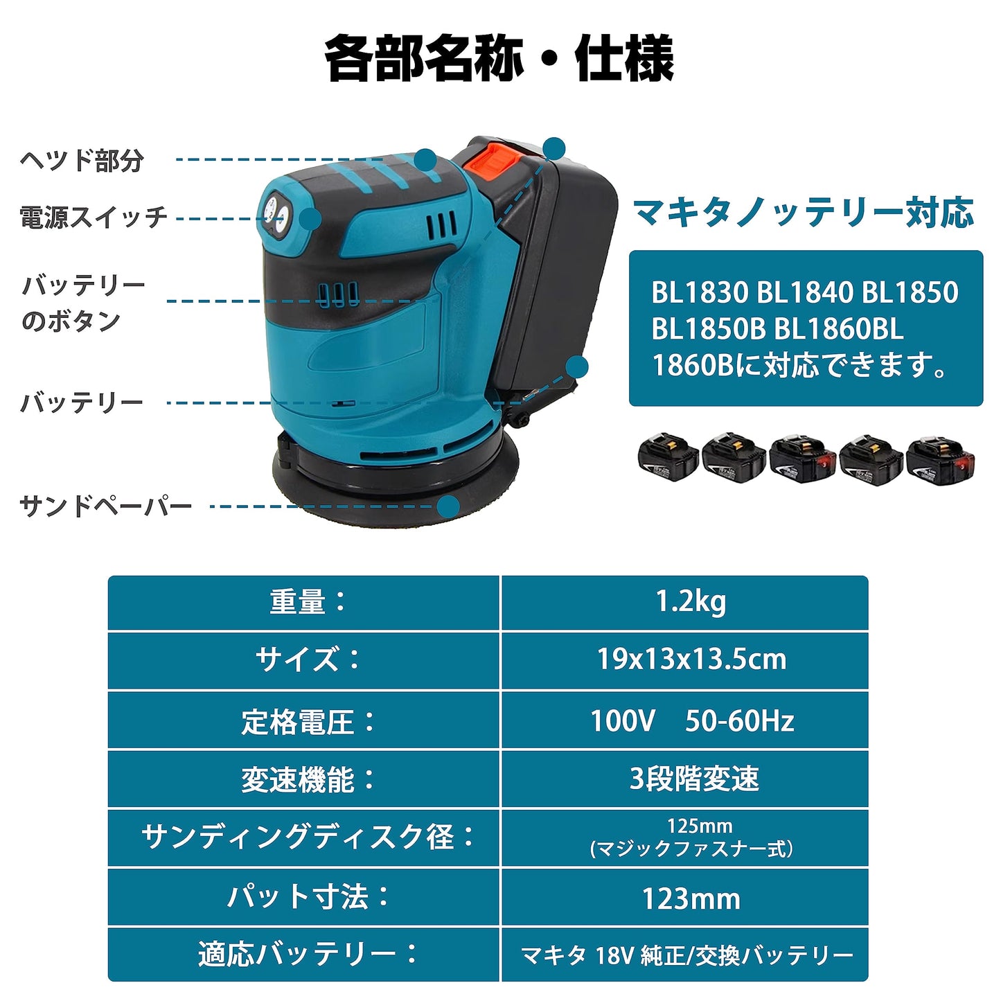 電動ランダムサンダー 電動ポリッシャー 電動 カーポリッシャー マキタ バッテリー互換 ポリッシング ミニポリッシャー 研磨器 磨く 研磨 700W キズ消し 艶出し 修理 研磨機 サンダポリシャー ワックス作業 塗装(本体+バッテリー*1+充电器*1)