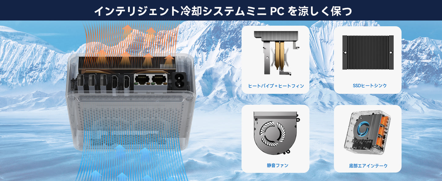 Beelink Intel Core 1220P ミニpc,内蔵PSU EQi12 10C/12T,最大4.4GHz,Copilot minipc デュアルチャンネル24GB LPDDR5 RAM 500GB NVMe SSSD デュアルLAN,4K@60Hz デュアルHDMI,WiFi6,BT5.2,WI 11
