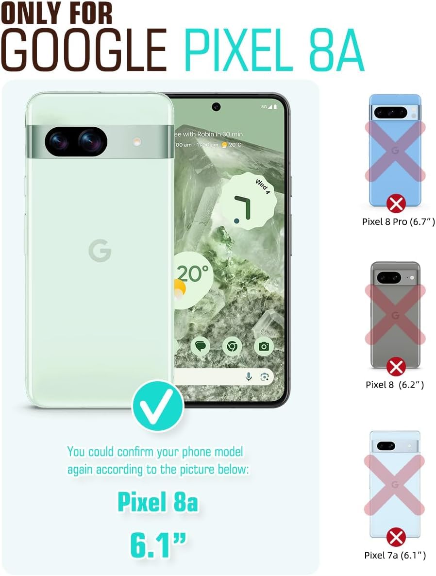 Google Pixel 8A ケース 手帳型 可愛い 猫柄 グーグル ピクセル 8A 携帯カバー 蝶の花柄 スマホケース おしゃれ カード入れ 財布型 Pixel 8A カバー 動物柄 カード収納 スタンド機能 軽量 便利 内蔵マグネット式 スモーキーパープル 純色シンプルデザイン - Smoky Purple