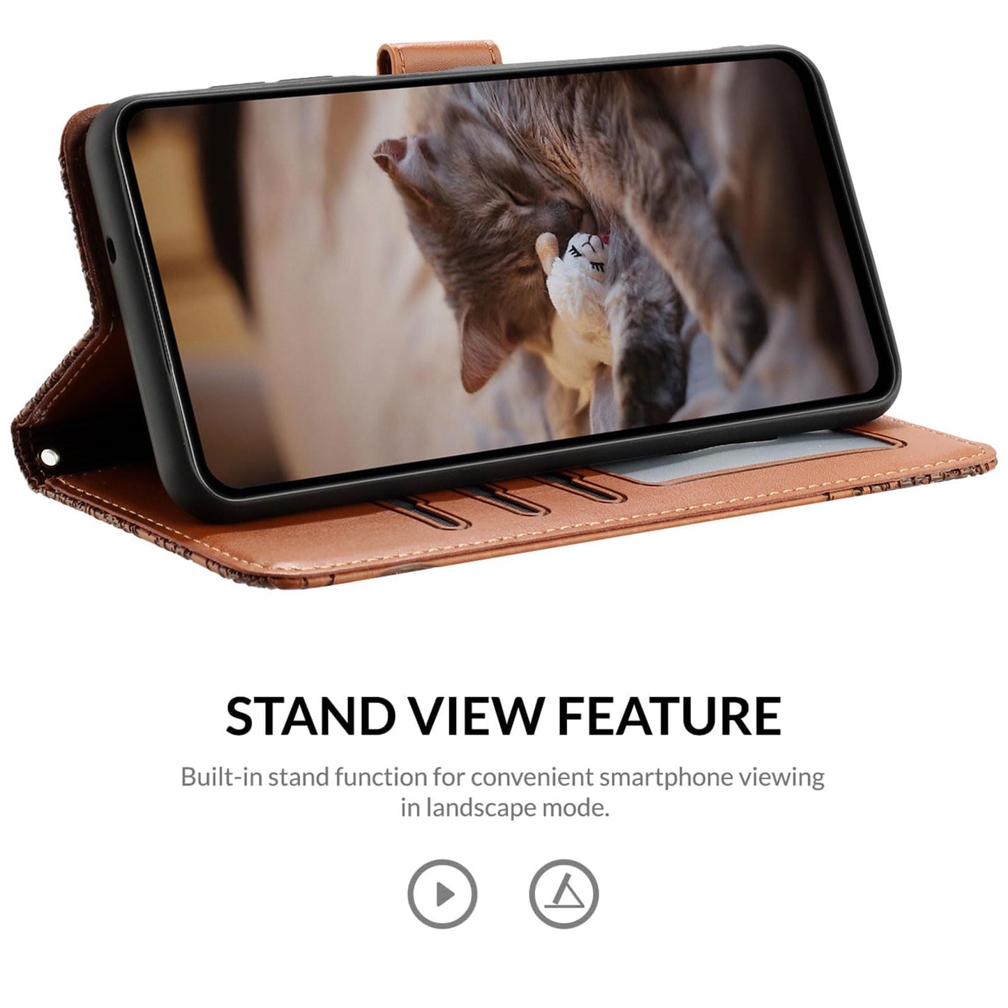 Google Pixel 8A ケース 手帳型 可愛い 猫柄 グーグル ピクセル 8A 携帯カバー 蝶の花柄 スマホケース おしゃれ カード入れ 財布型 Pixel 8A カバー 動物柄 カード収納 スタンド機能 軽量 便利 内蔵マグネット式 スモーキーパープル 純色シンプルデザイン - Smoky Purple