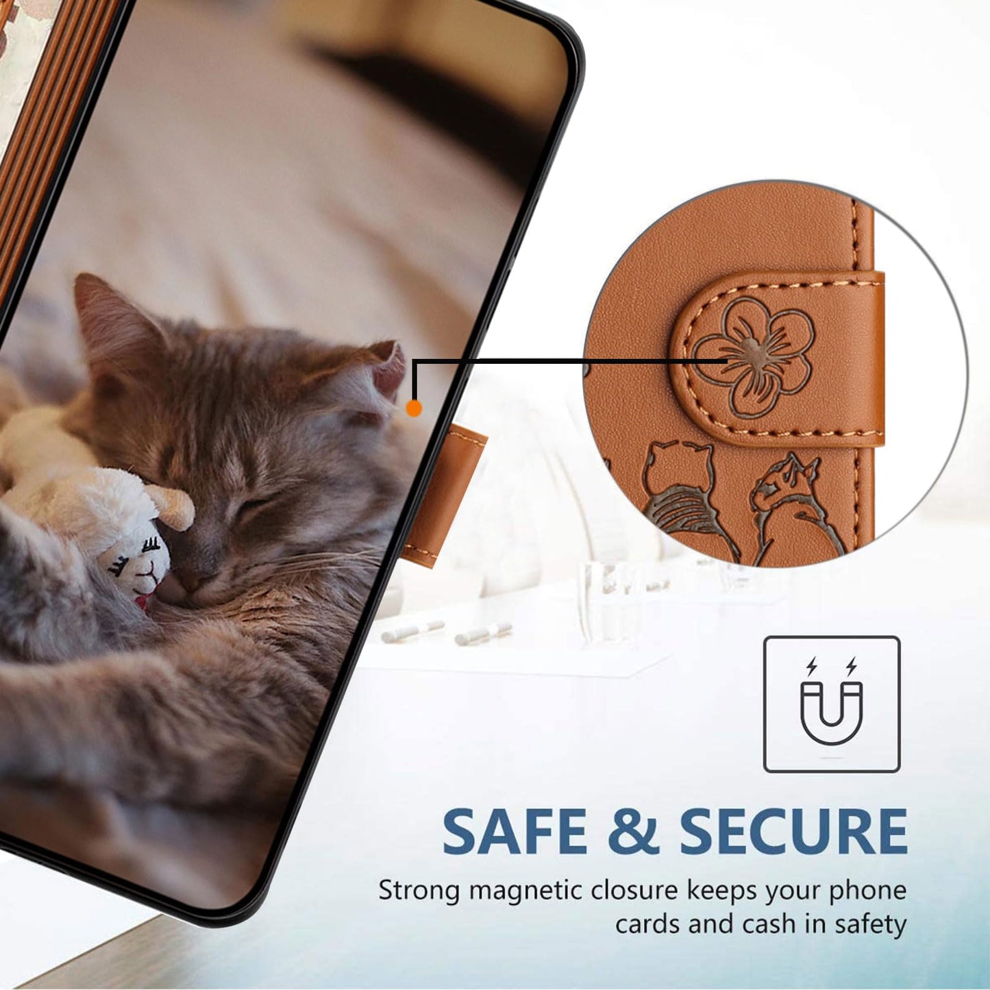 Google Pixel 8A ケース 手帳型 可愛い 猫柄 グーグル ピクセル 8A 携帯カバー 蝶の花柄 スマホケース おしゃれ カード入れ 財布型 Pixel 8A カバー 動物柄 カード収納 スタンド機能 軽量 便利 内蔵マグネット式 スモーキーパープル 純色シンプルデザイン - Smoky Purple
