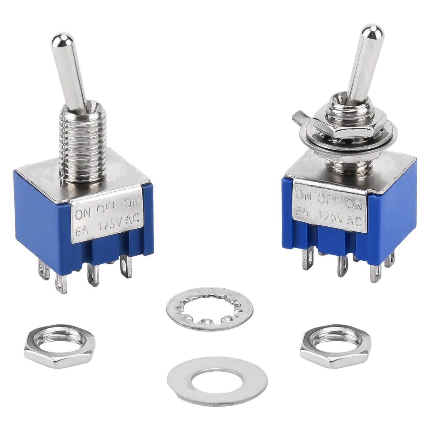15個 MTS-203 ミニトグルスイッチ 6A-125V / 3A-250V ACトグルスイッチ 6ピン 3ポジション ON/OFF/ON ミニチュアトグルスイッチ