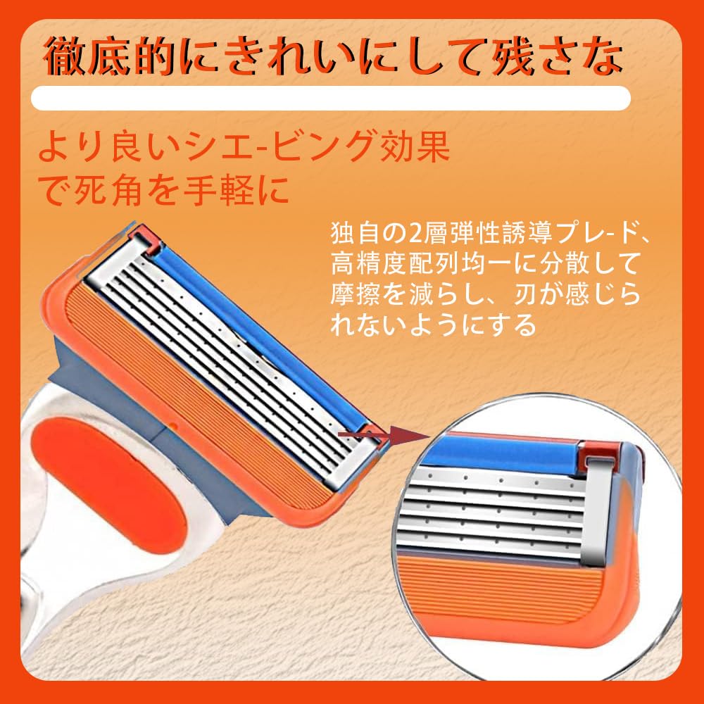 16個セット ジレット Fusion 5枚刃 互換替刃 ステンレス製 マニュアルカミソリ用替え刃 髭剃り ひげそり メンズシェーバー交換部品