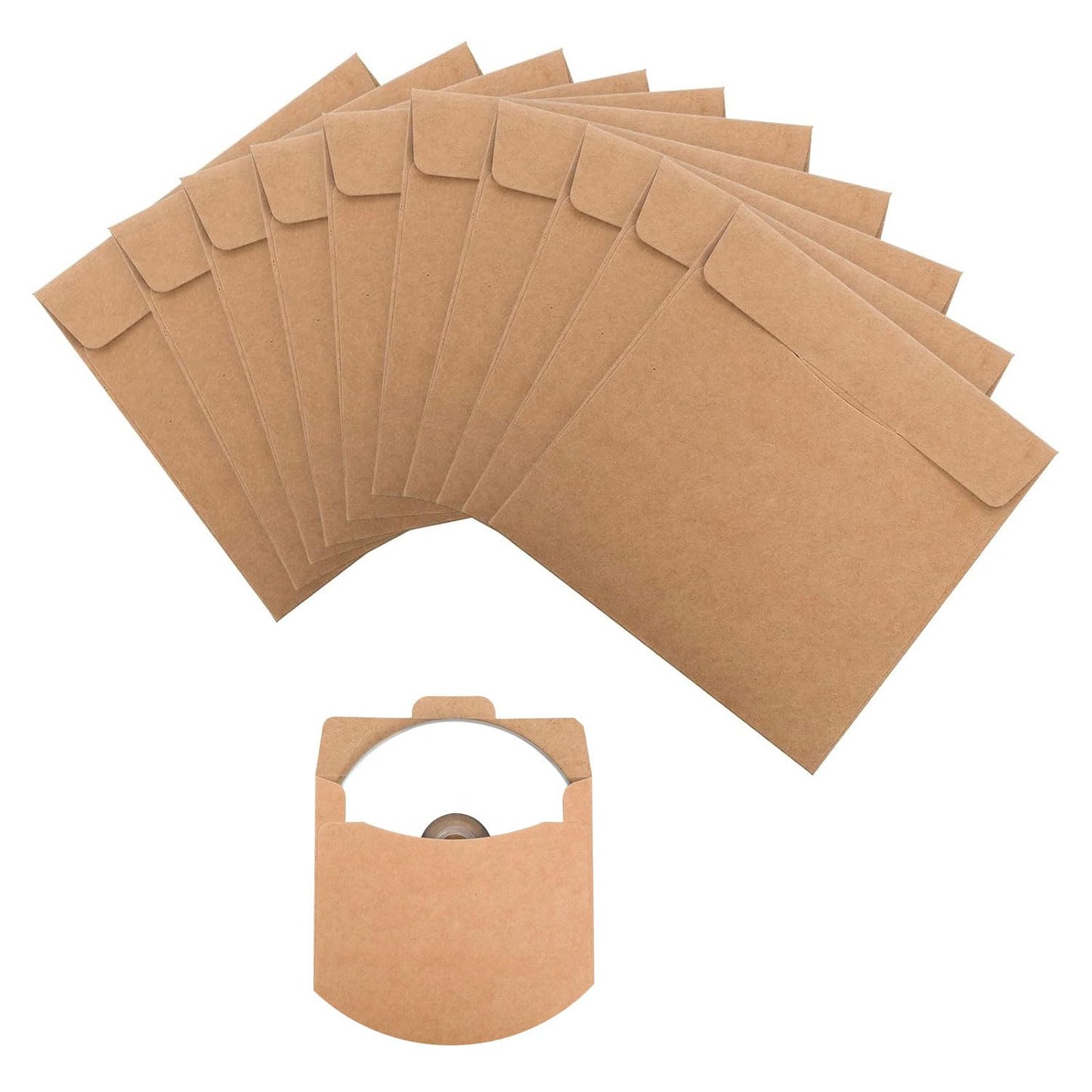 CDボックス 紙 (12.5×12.5cm、10枚入り) 光ディスクボックス 手作り 紙 DVD ブルーレイ 光ディスク 収納 保管 紙ケース CD ケース 無地 厚紙