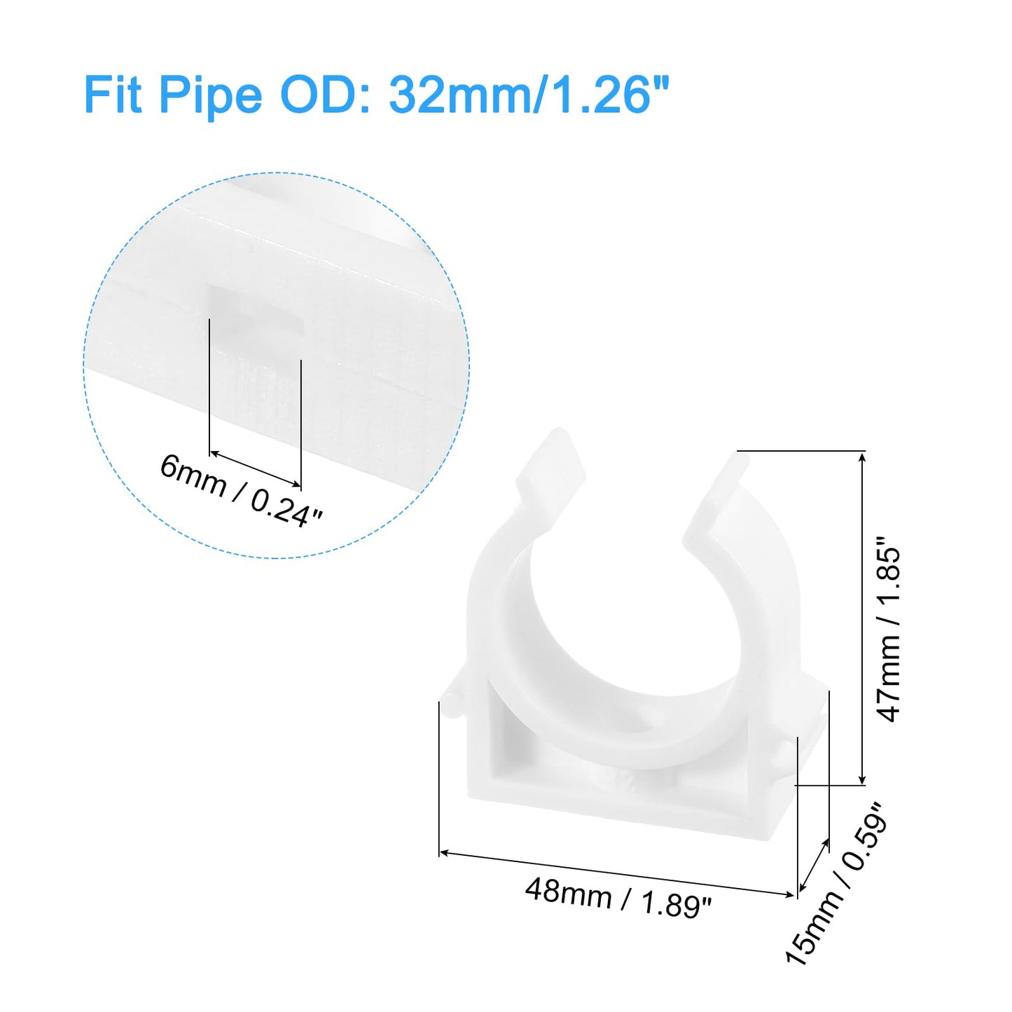 10個セット U字型パイプクランプクリップ PPR U字型水管クランプ 32mm/1.26" ODの水管およびチューブホースに適合 ホワイト