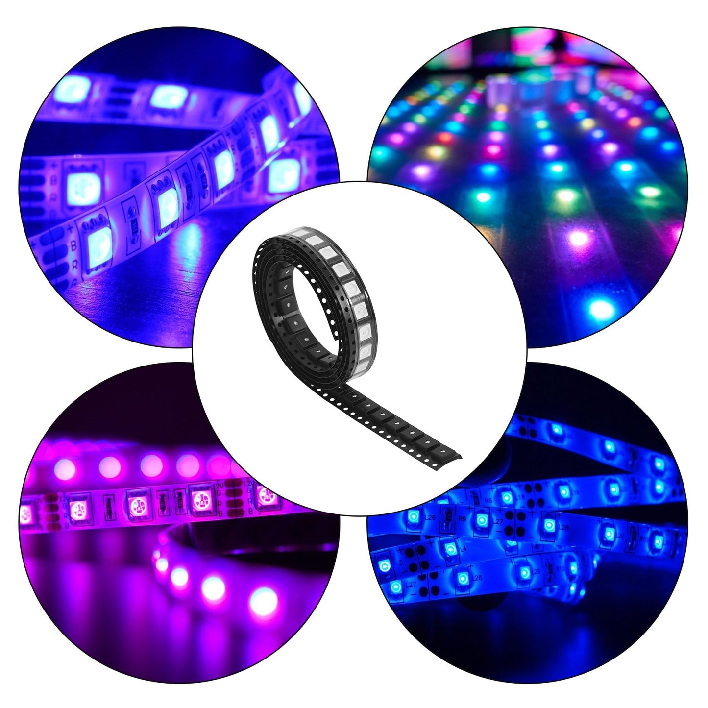 100ピース WS2812B RGB LEDチップ 5050SMDホワイトPCB WS2812 個別にアドレス指定可能なチップピクセルDC5V