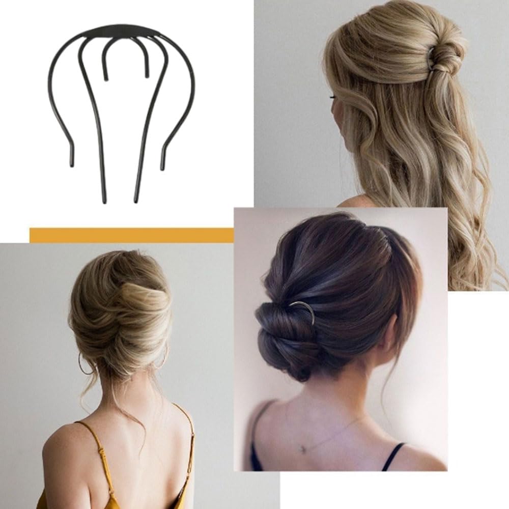 4つンナーヘアアクセ簡単アレンジ簡単 まとめ髪 夜会巻き髪飾 ブラック