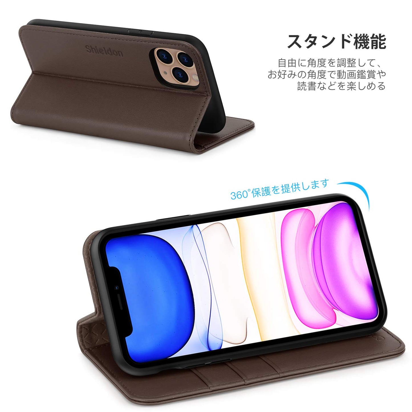iPhone 11 pro 対応 ケース 手帳型 オートスリープ機能搭載 ソフトTPU カバー 衝撃吸収 RFID技術 カード収納 横置きスタンド機能 耐汚れ アイフォン11 Pro 対応 ケース マグネット式 iPhone 11 pro 5.8インチ対応 コーヒー色