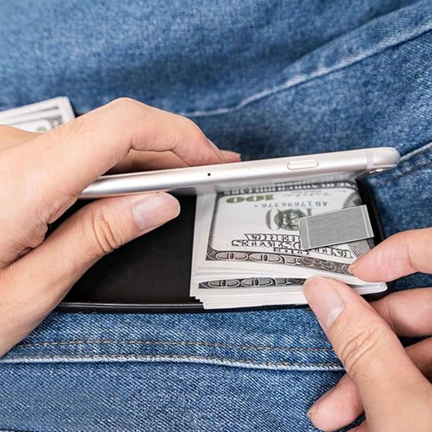 財布 マネークリップ 財布 シンプル 紙幣バサミ クリップ (銀2個) 銀色