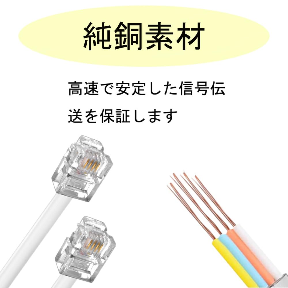 7.7m スリムモジュラーケーブル モジュラーケーブル 電話ケーブル 電話延長ケーブル オステレホンケーブル 電話線コネクタ RJ11アダプターストレート RJ11 6P4C インラインカプラー 20個ケーブルクリップホルダー ホワイト