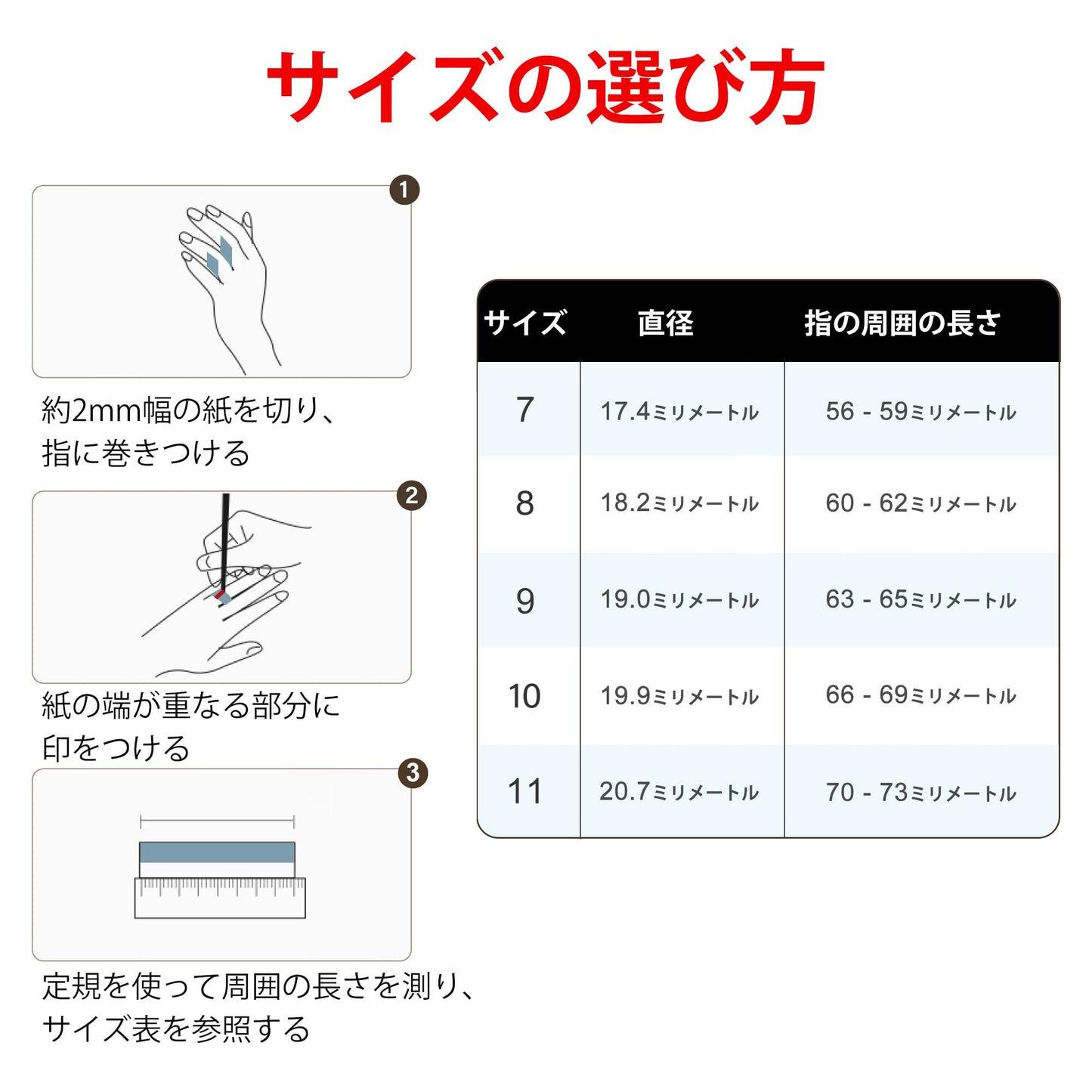 スマートリング サイズ測定キット—購入前にサイズ確認—8サイズのサンプル指輪付属 第1世代指輪対応