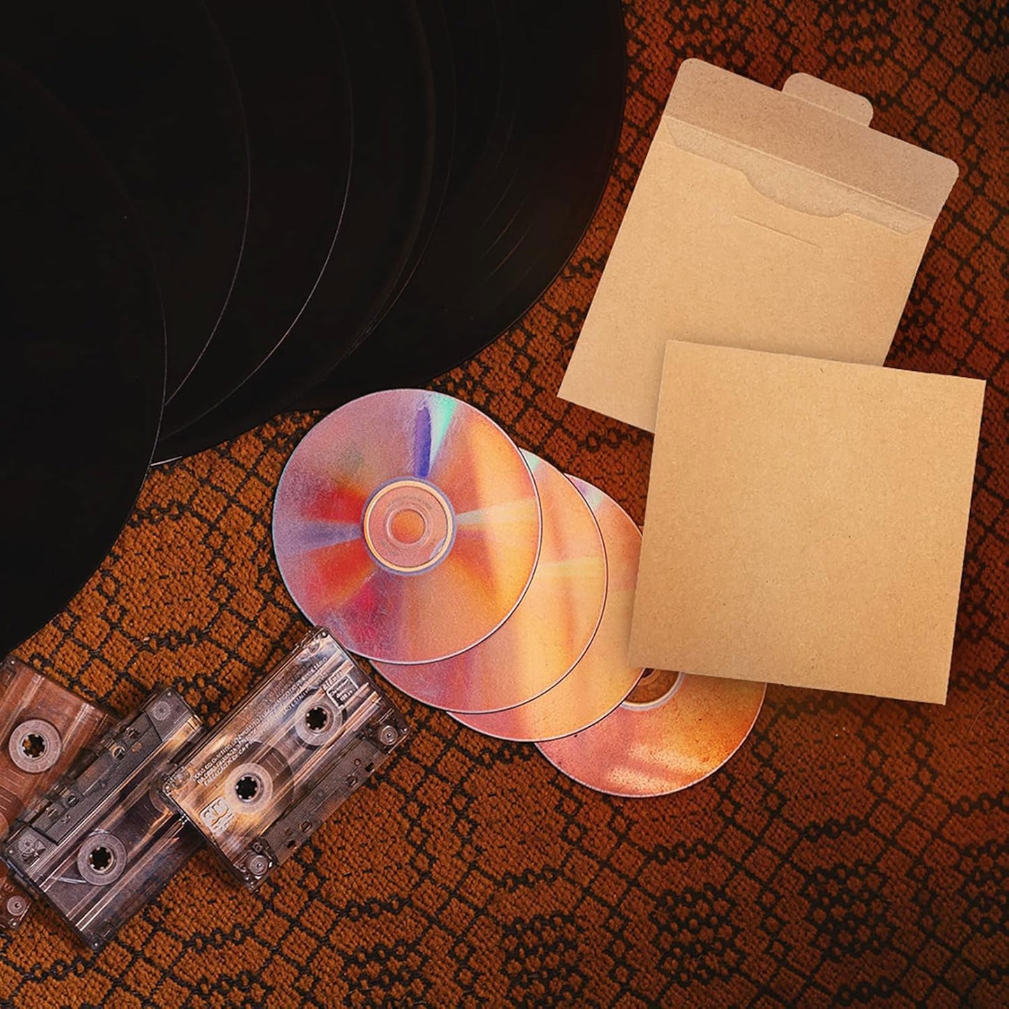 CDボックス 紙 (12.5×12.5cm、10枚入り) 光ディスクボックス 手作り 紙 DVD ブルーレイ 光ディスク 収納 保管 紙ケース CD ケース 無地 厚紙