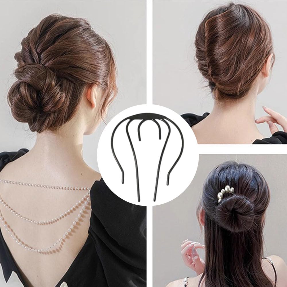 4つンナーヘアアクセ簡単アレンジ簡単 まとめ髪 夜会巻き髪飾 ブラック