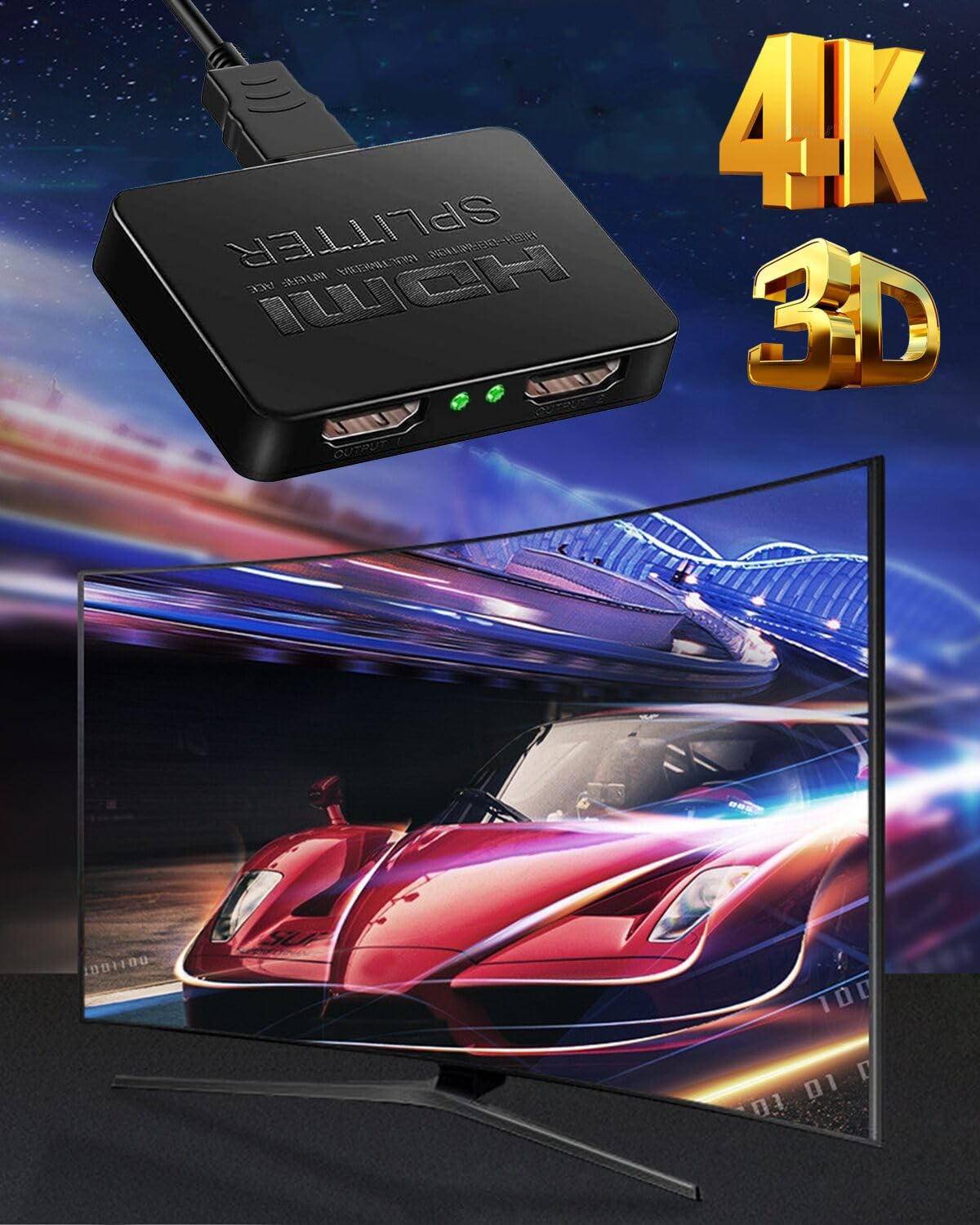 HDMI 分配器 1入力2出力 二股 お好みの2台のディスプレイに同時出力可能 スプリッター て複数画面出力可能 hdmi 増設 オーディオ同期 PS5/Xbox/HDTV/DVD/PC/fire tv stick/PC/HDTVなど幅広く対応