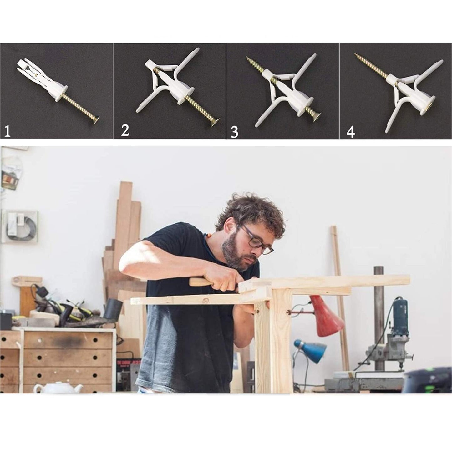 石膏ボード 膨張ボルトは 50個セット白い航空機タ イプ タイプ キャビティ ウォール フィクス 用ウォール プラグ 拡張チューブ プラスチック アンカー 膨張チューブ フレーム固定具 ホーム装飾用