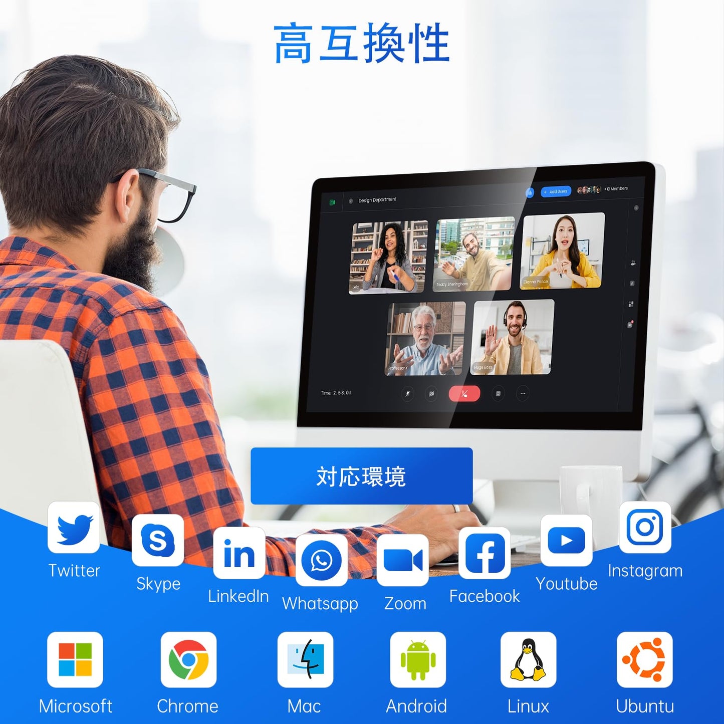 Webカメラ 卓上調整スタンド HD1080P 広角95度ウェブカメラ 200万画素 高さ調節アーム マイク内蔵 95°FOV用 俯瞰書画カメラ ズーム機能 自動光補正 オンライン会議用/授業用/ビデオ通話 PC macOS&Windows対応 ケーブル長2.5m