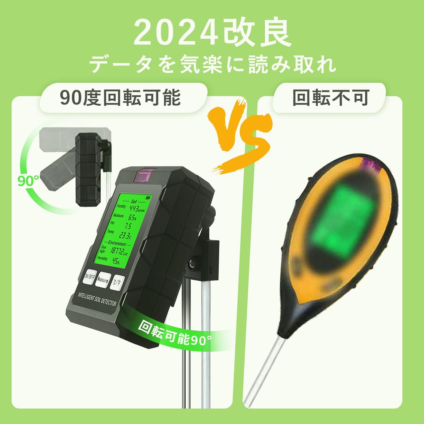 土壌 ph測定器 phメーター 4点セット 土壌酸度計 6in1 肥沃度/温度/土壌湿度/pH/環境湿度/照度 土壌テスター デジタル ecメーター 土壌水分計 土壌メーター