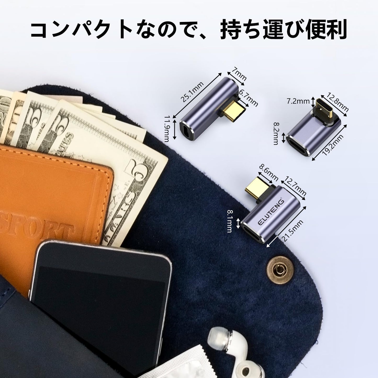 変換アダプター L字 40Gbps 2個入り 8K@60Hz映像出力対応 USB TypeC 90度 変換アダプタ USB L字 アダプタ 100W 5A急速充電 音声転送 Thunderbolt 3 Mac Book Pro Nintendo Switch等々type C対応