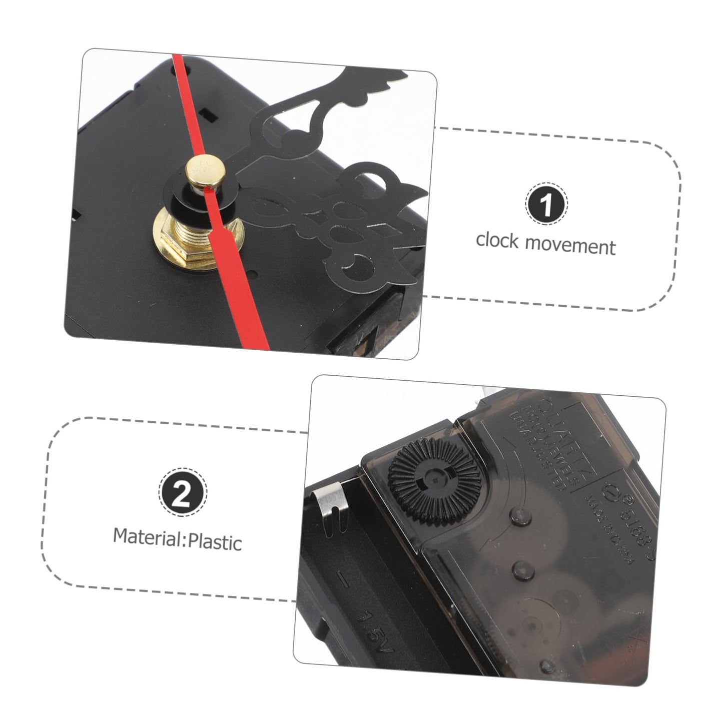 1 セット クォーツ時計のムーブメント DIY 時計機械 時計パーツセット 時計DIY DIY時計作成 時計機構のメンテナンス 時計の針のアクセサリー 機構交換 Abs Black