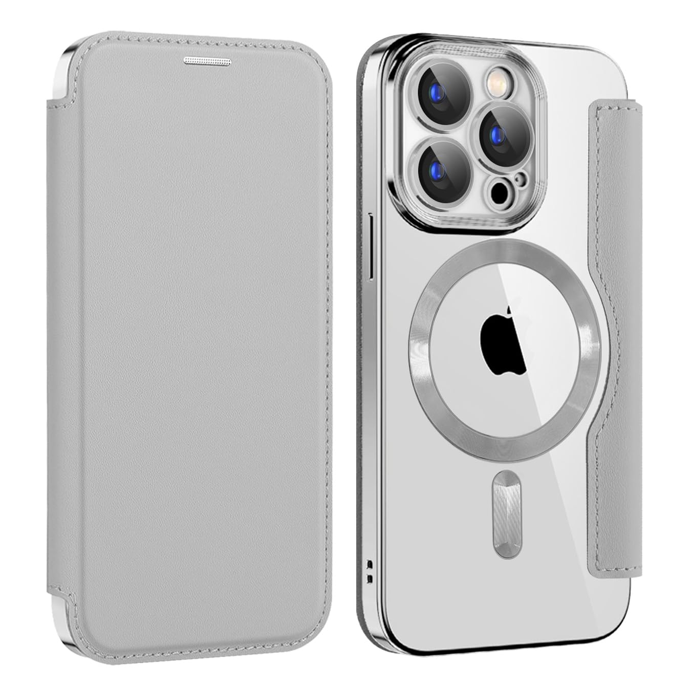 iPhone 14 pro ケース 手動式 magsafe 6.1インチ対応 背面透明 財布型 iPhone 14 プロケース MAG Safe 手動式 ワイヤレス充電対応 カードホルダー PUレザー レザー スマホケース 軽量 薄型 防塵 耐衝撃 全面保護 スマホカバー