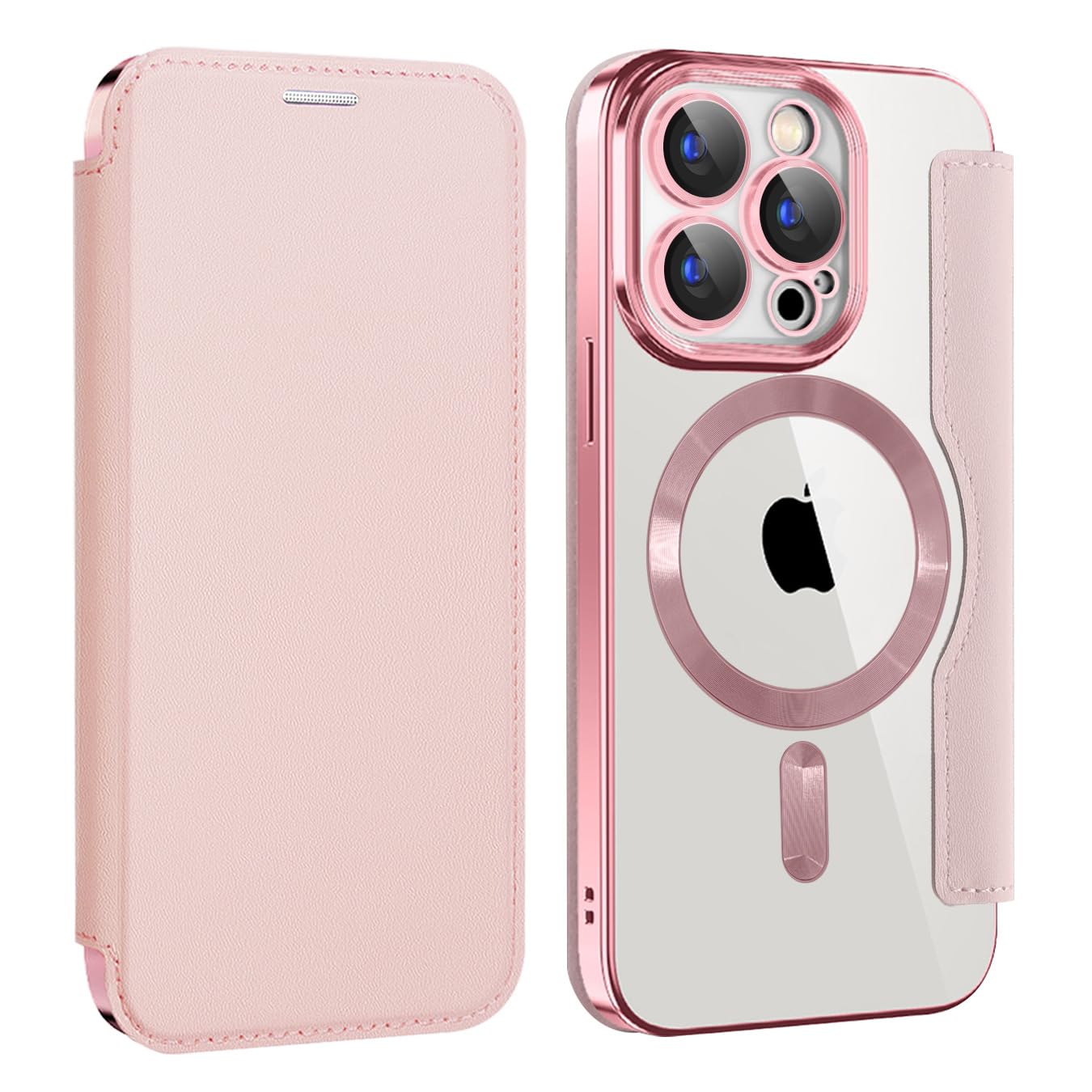 iPhone 14 pro ケース 手動式 magsafe 6.1インチ対応 背面透明 財布型 iPhone 14 プロケース MAG Safe 手動式 ワイヤレス充電対応 カードホルダー PUレザー レザー スマホケース 軽量 薄型 防塵 耐衝撃 全面保護 スマホカバー