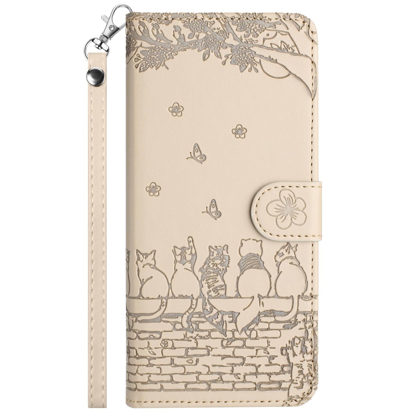 Google Pixel 8A ケース 手帳型 可愛い 猫柄 グーグル ピクセル 8A 携帯カバー 蝶の花柄 スマホケース おしゃれ カード入れ 財布型 Pixel 8A カバー 動物柄 カード収納 スタンド機能 軽量 便利 内蔵マグネット式 スモーキーパープル 純色シンプルデザイン - Smoky Purple