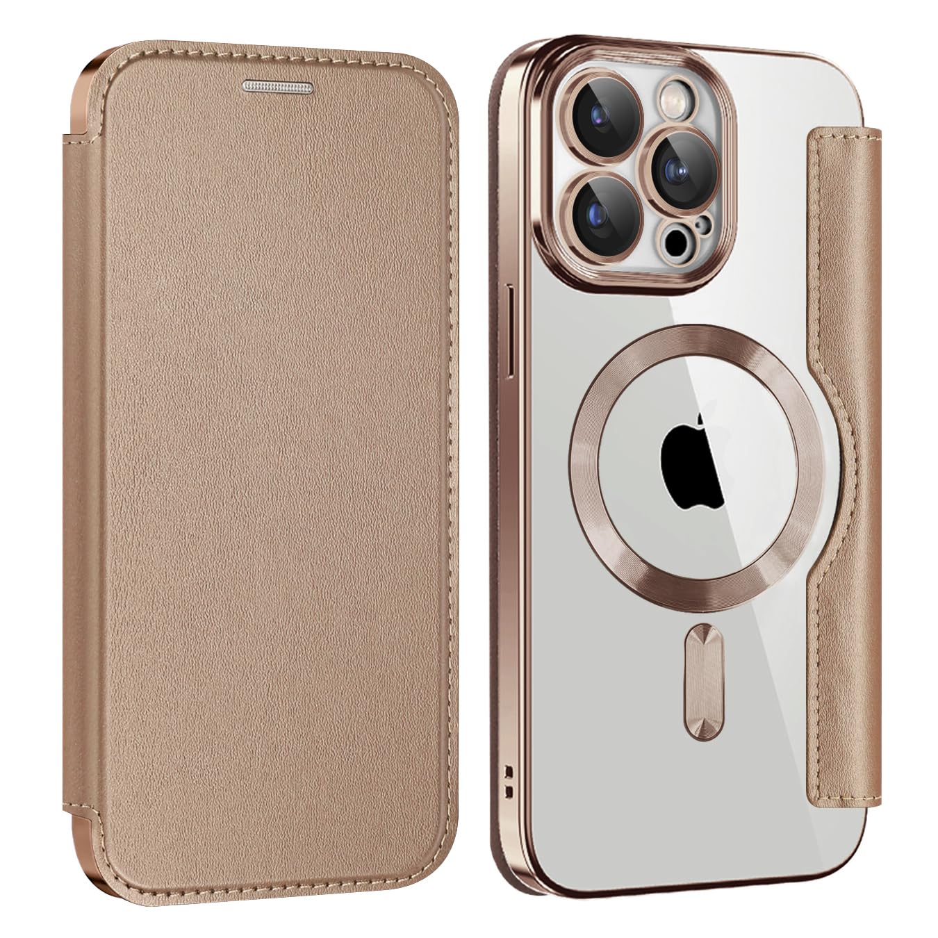 iPhone 14 pro ケース 手動式 magsafe 6.1インチ対応 背面透明 財布型 iPhone 14 プロケース MAG Safe 手動式 ワイヤレス充電対応 カードホルダー PUレザー レザー スマホケース 軽量 薄型 防塵 耐衝撃 全面保護 スマホカバー