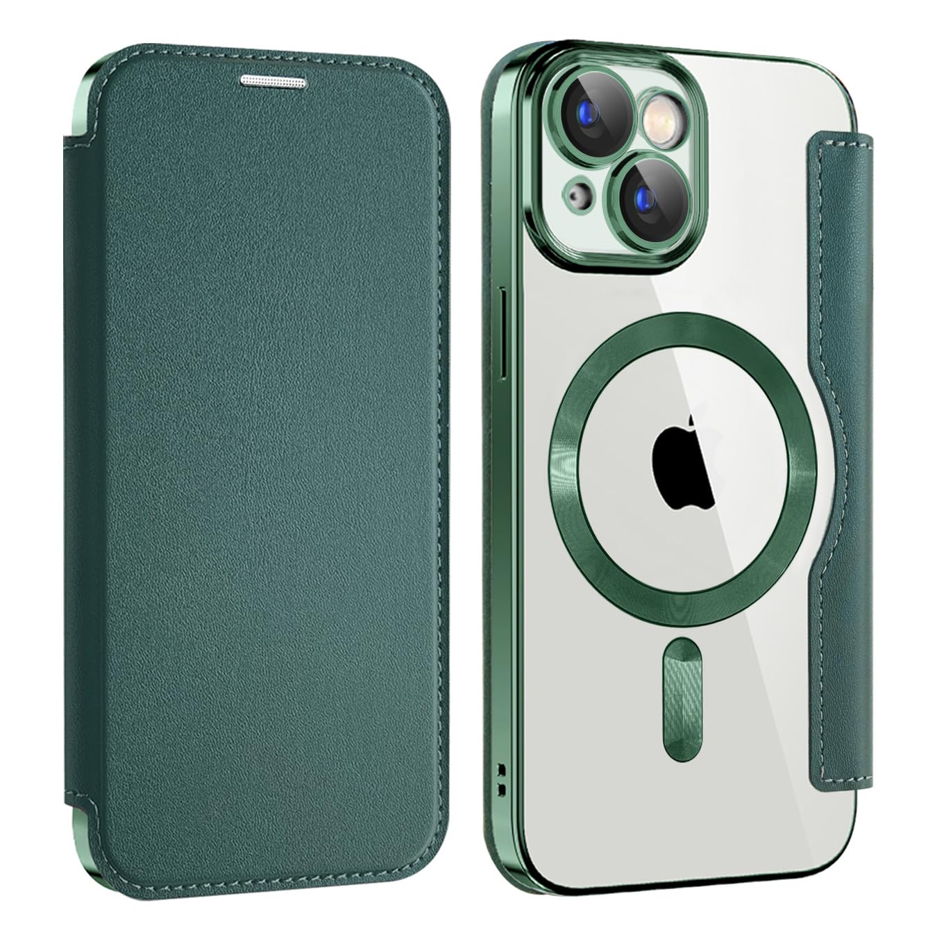 iPhone 14 pro ケース 手動式 magsafe 6.1インチ対応 背面透明 財布型 iPhone 14 プロケース MAG Safe 手動式 ワイヤレス充電対応 カードホルダー PUレザー レザー スマホケース 軽量 薄型 防塵 耐衝撃 全面保護 スマホカバー