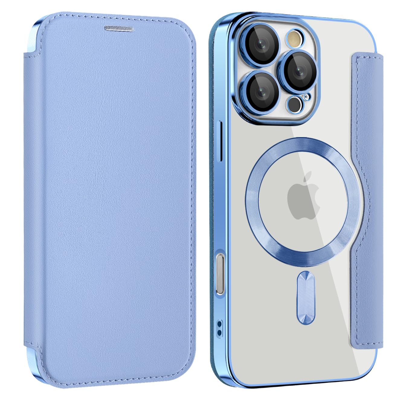 iPhone 14 pro ケース 手帳型 magsafe対応 6.1インチ 背面 透明 クリア 財布型 アイフォン 14 プロ ケース マグセーフ 手帳 ワイヤレス充電対応 カード入れ PU革 レザー スマホケース 軽量 スマホカバー
