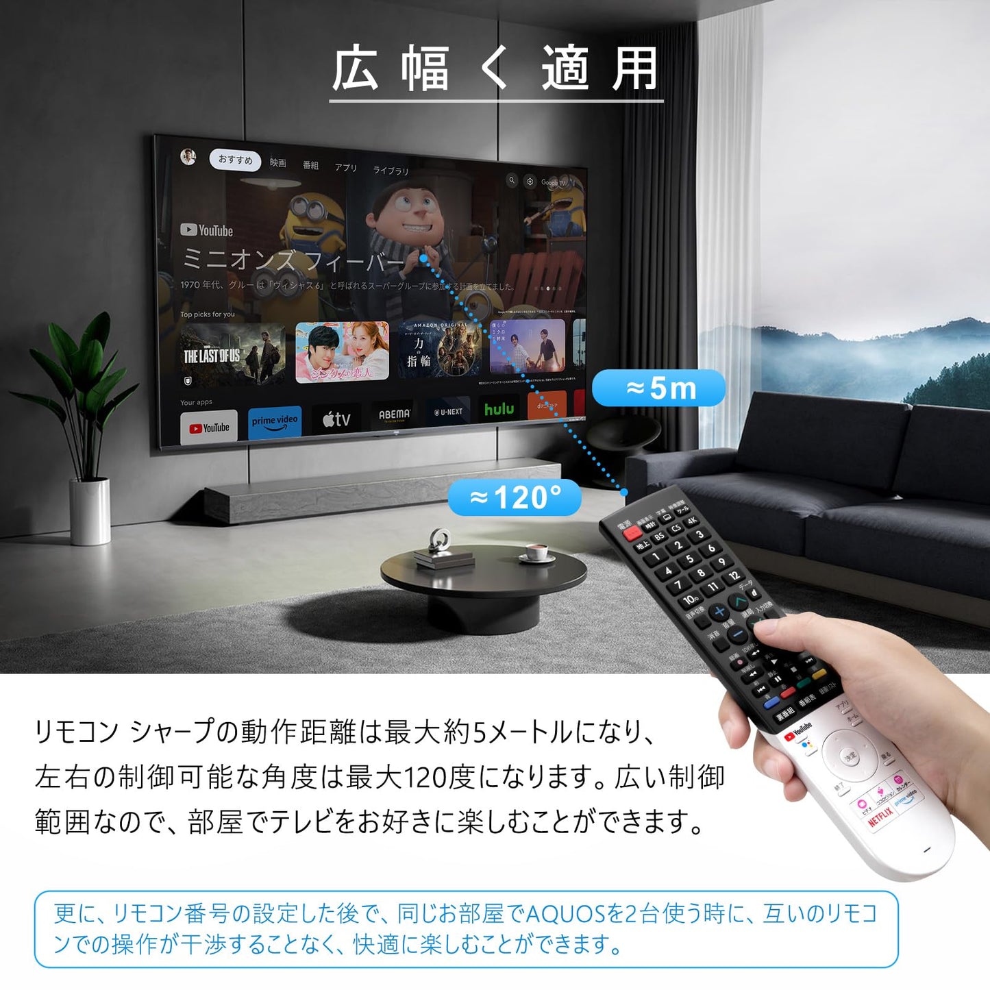 汎用リモコン for Aquos シャープテレビリモコン 音声認識リモコン with アクオス リモコン GB355SA 00106380590 GB354SA 0106380589 0106380588 GB328SA