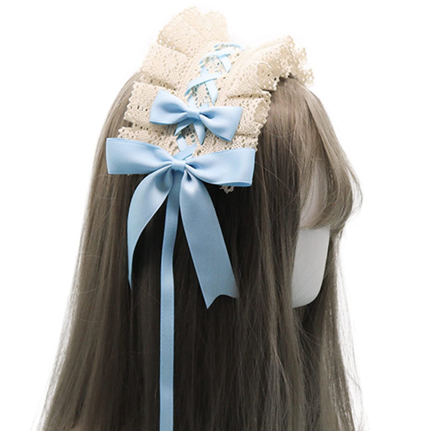 ヘッドドレス ロリータ 髪飾り ゴスロリ ヘアアクセサリー カチューシャ レース リボン 蝶結び かわいい キュート メイドカフェ lolita 多色選択